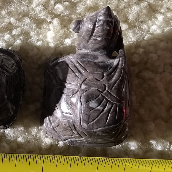 vintage 70s pair of carved stone turtle tortoise figurines - Picture 9 of 12